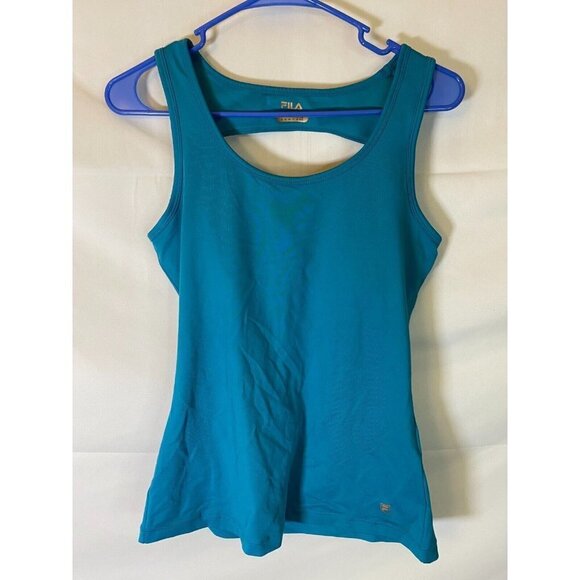 Fila WOMENS SIZE MEDIUM TEAL WORKOUT SHIRT OPEN BACK TANK TOP - Picture 1 of 2